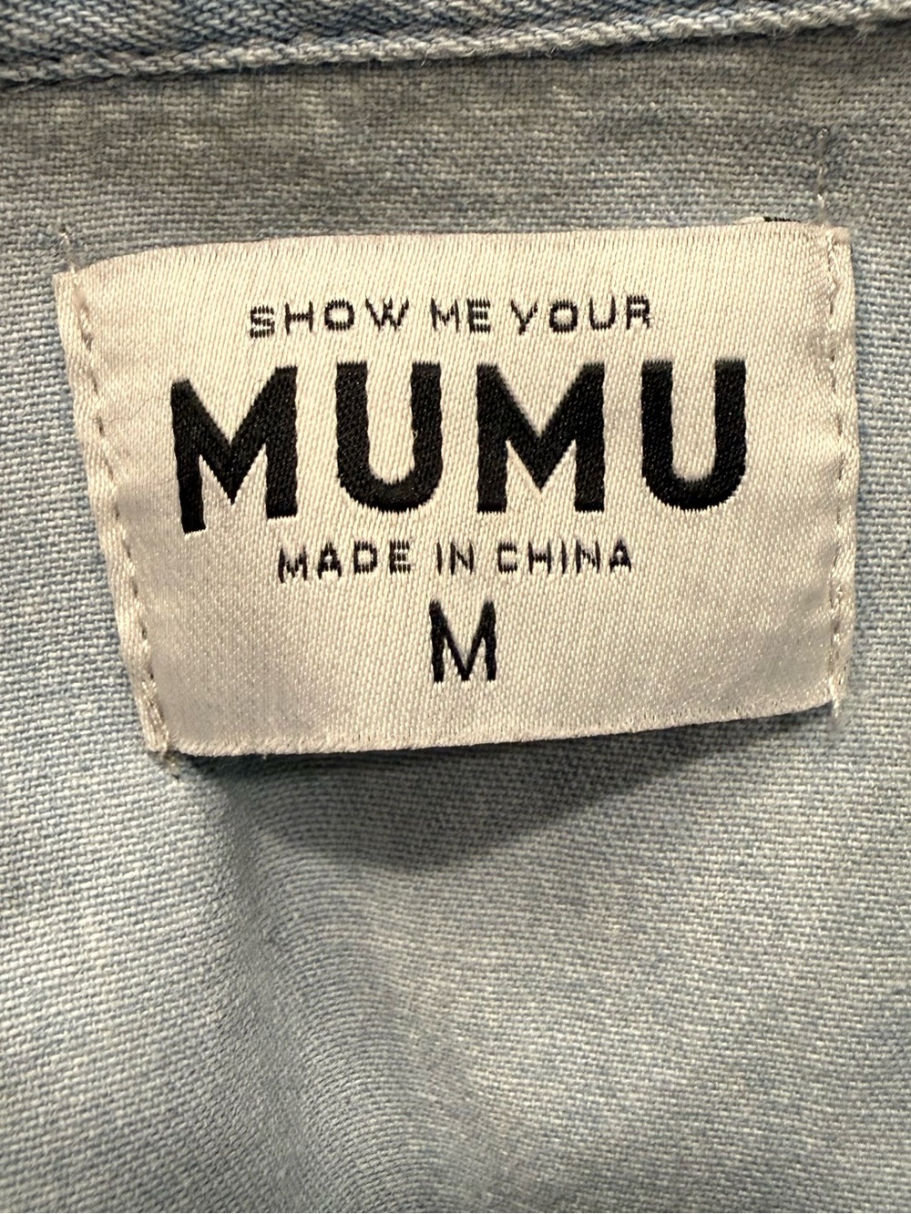Show Me Your Mumu Birmingham Tiered Button-Down Denim Mini Dress Size Medium - Picture 3 of 6